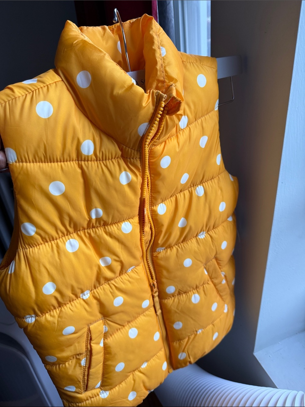 Old Navy Yellow Polka Dot Puffer Vest